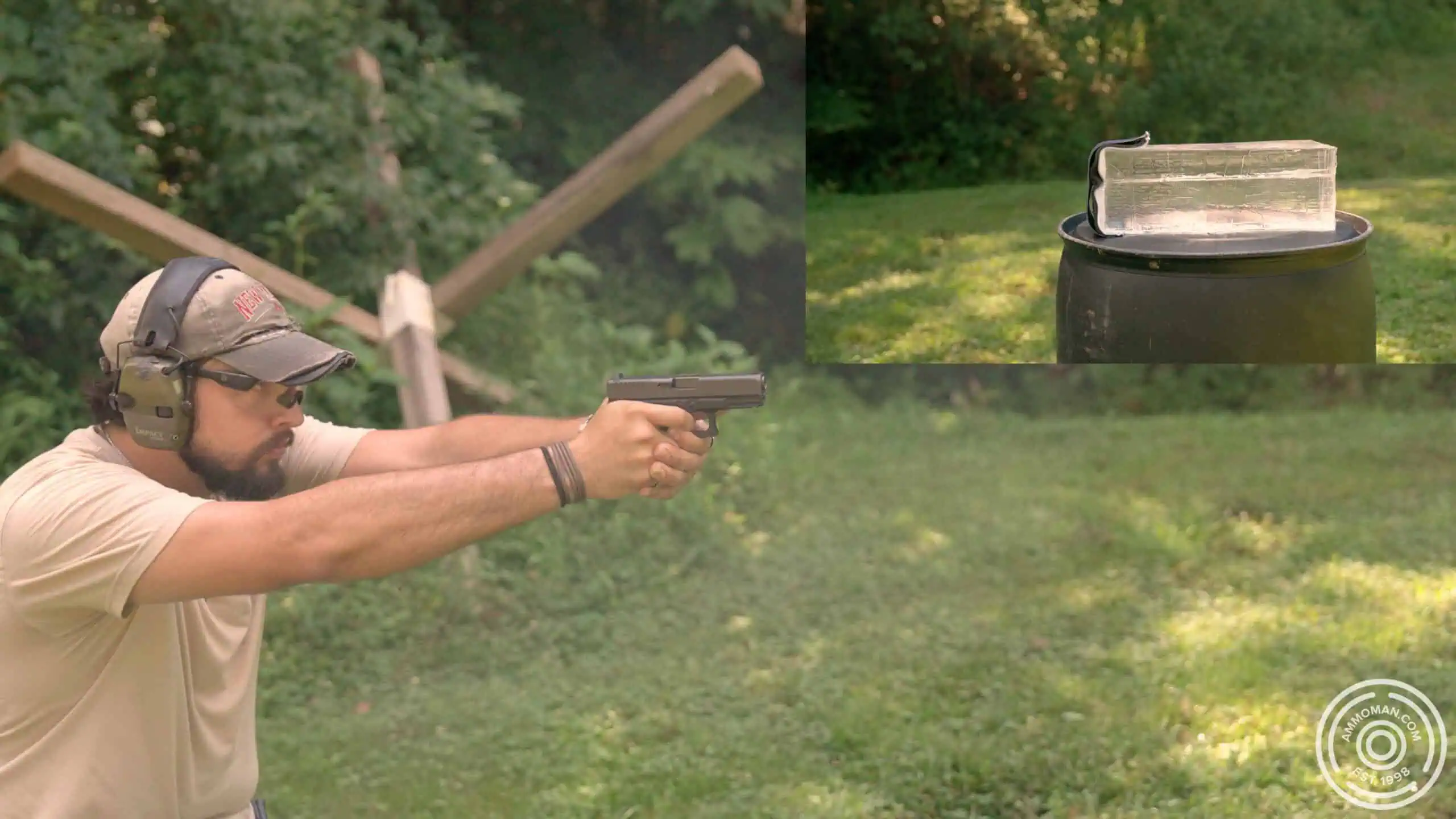 firing 45 GAP into ballistic gelatin Shooting .45 GAP at clear ballistics gel.