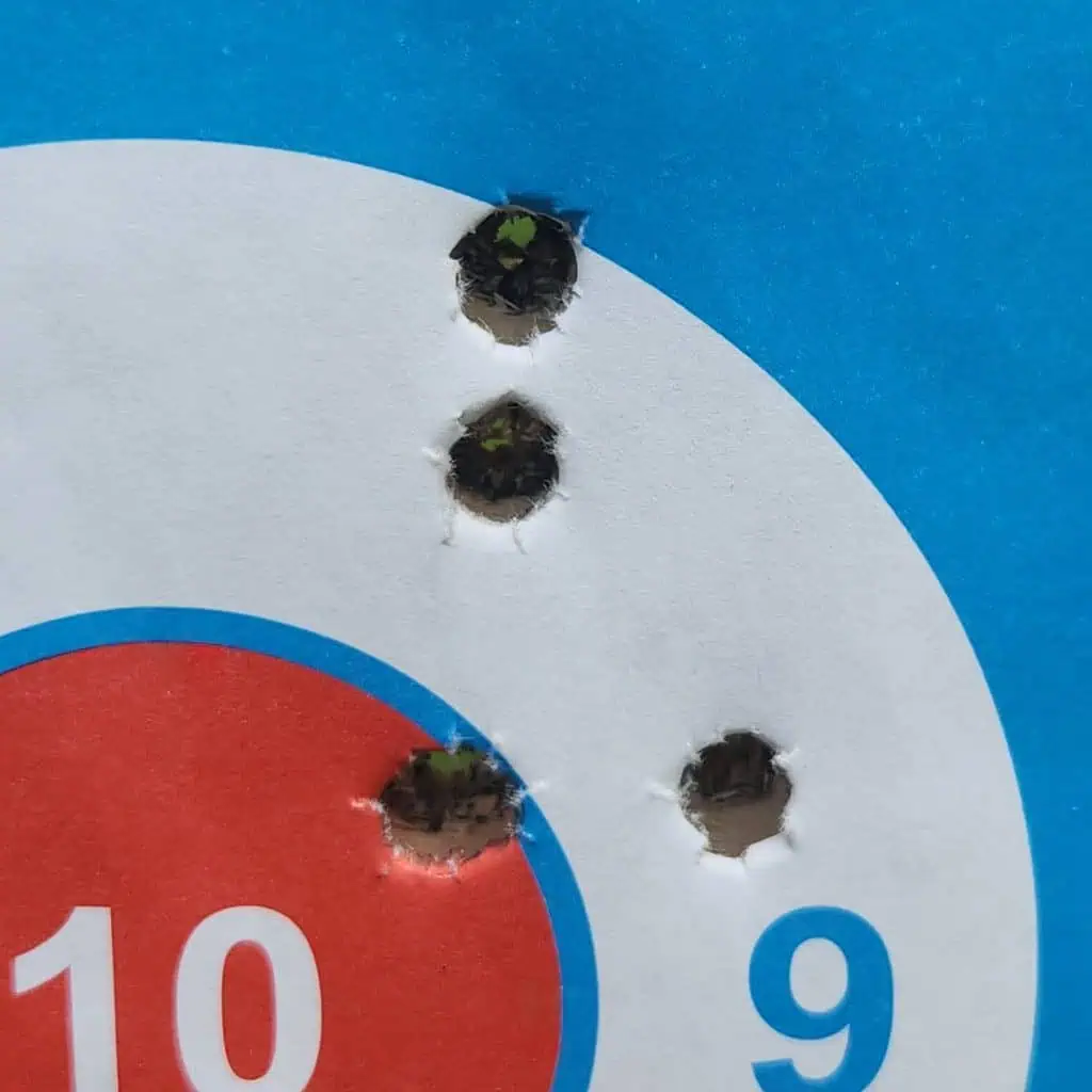 Federal American Eagle 224 valkyrie group on a shooting target Federal American Eagle 224 Valkyrie results testing with shooting targets