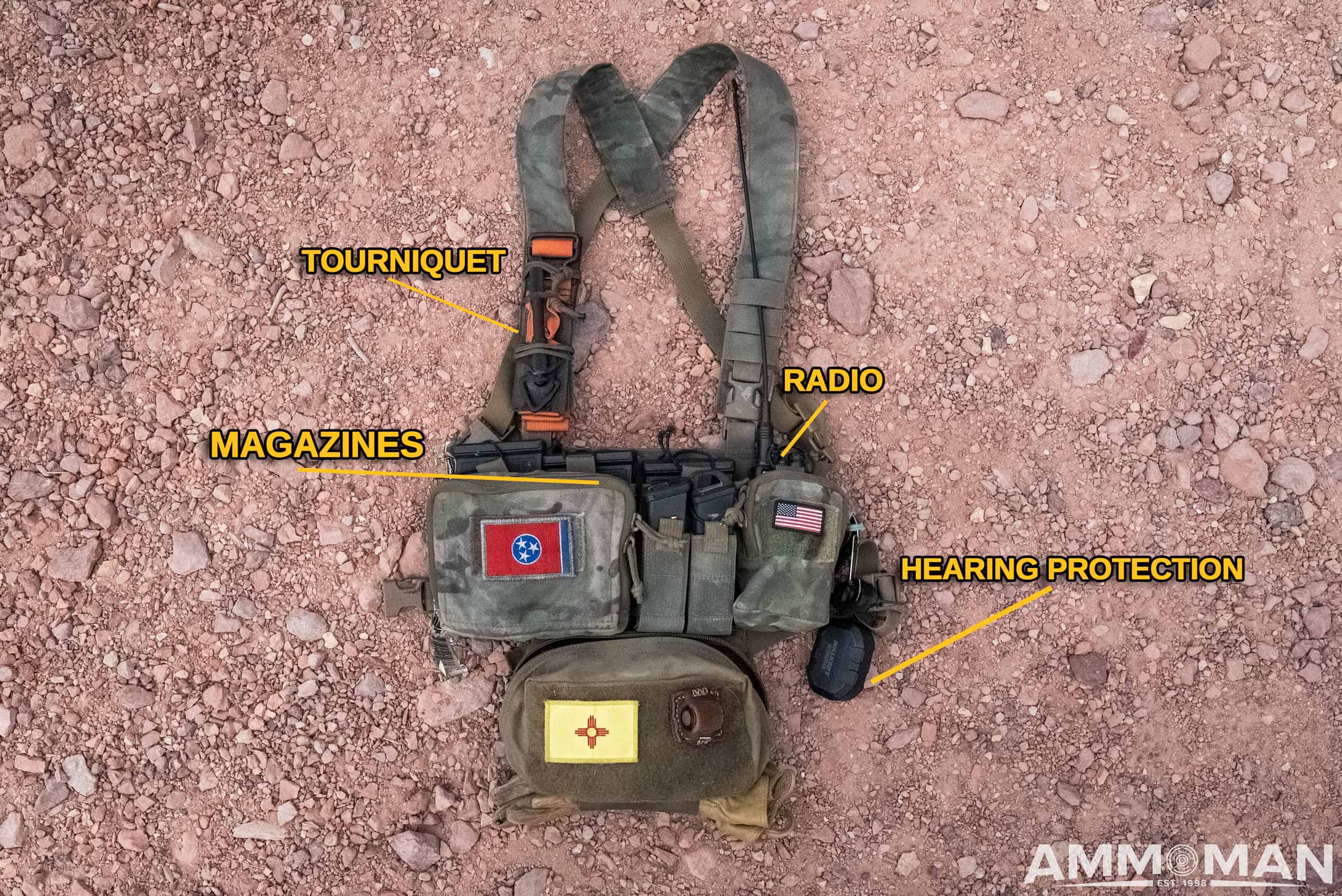 Chest rig set up for precision rifle shooting