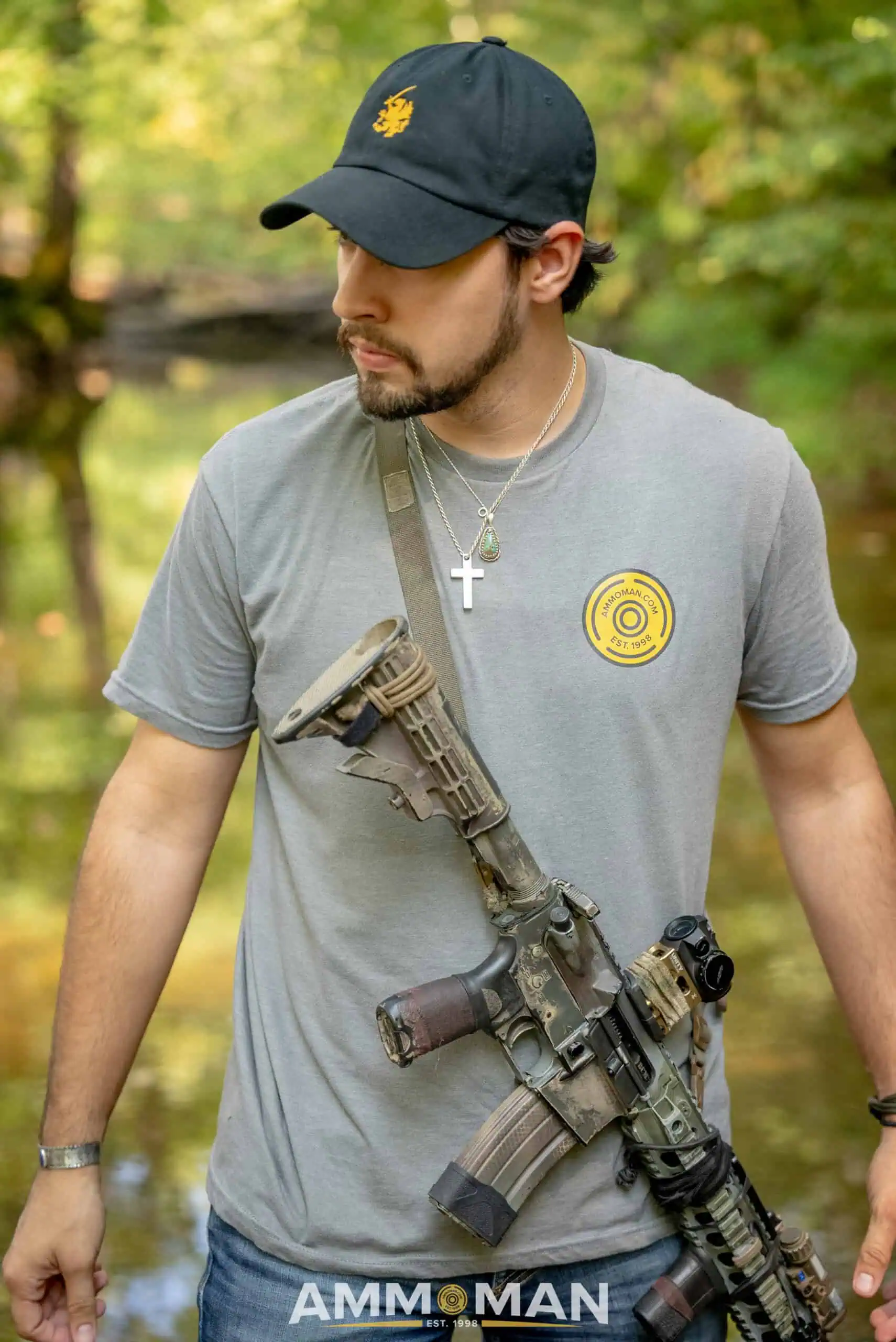 Kenneth, with his 14.5" suppressed rifle. Featuring a Long House cap from Tyler.