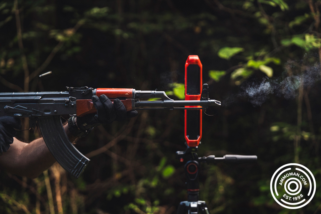 Shooting 7.62x39 Shooting an AK-47 with 7.62x39 ammo at a shooting range with a chronograph