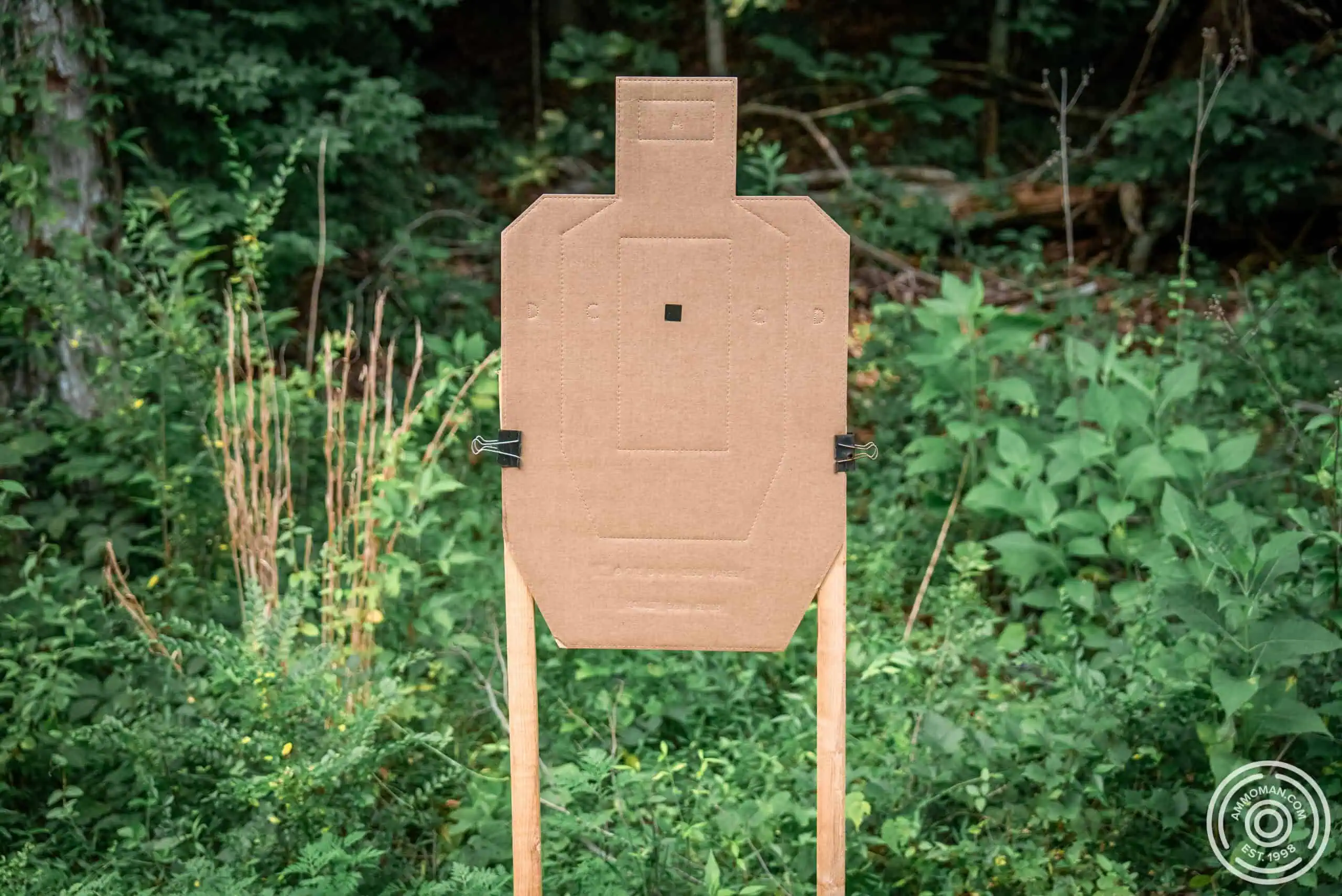 USPSA target with a black paster in center
