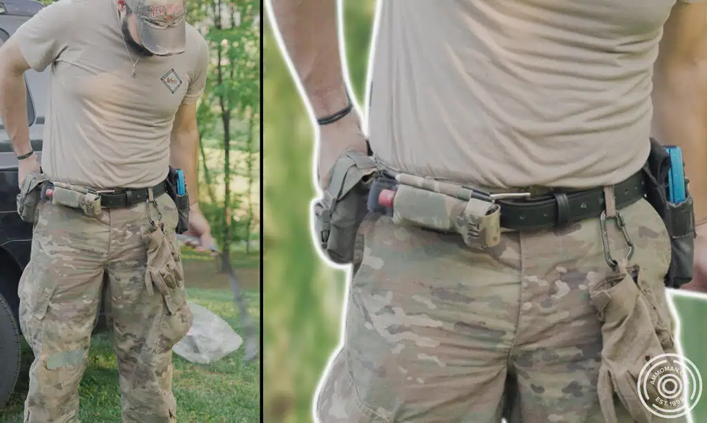 Direct mounting pouches onto a belt.