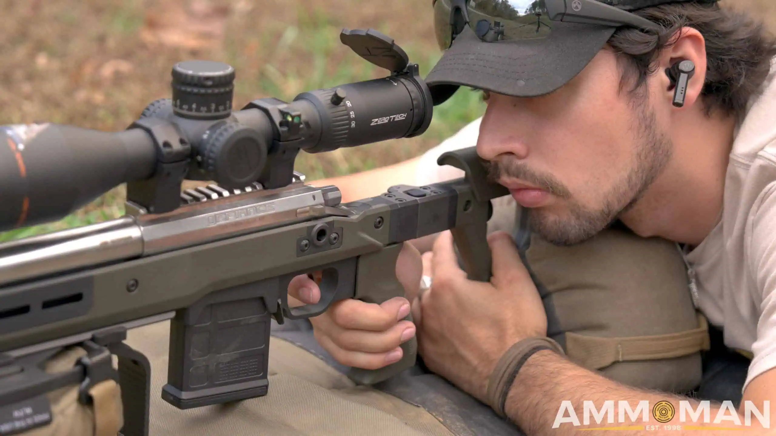 Shooting groups through a rifle scope at 100 yards.