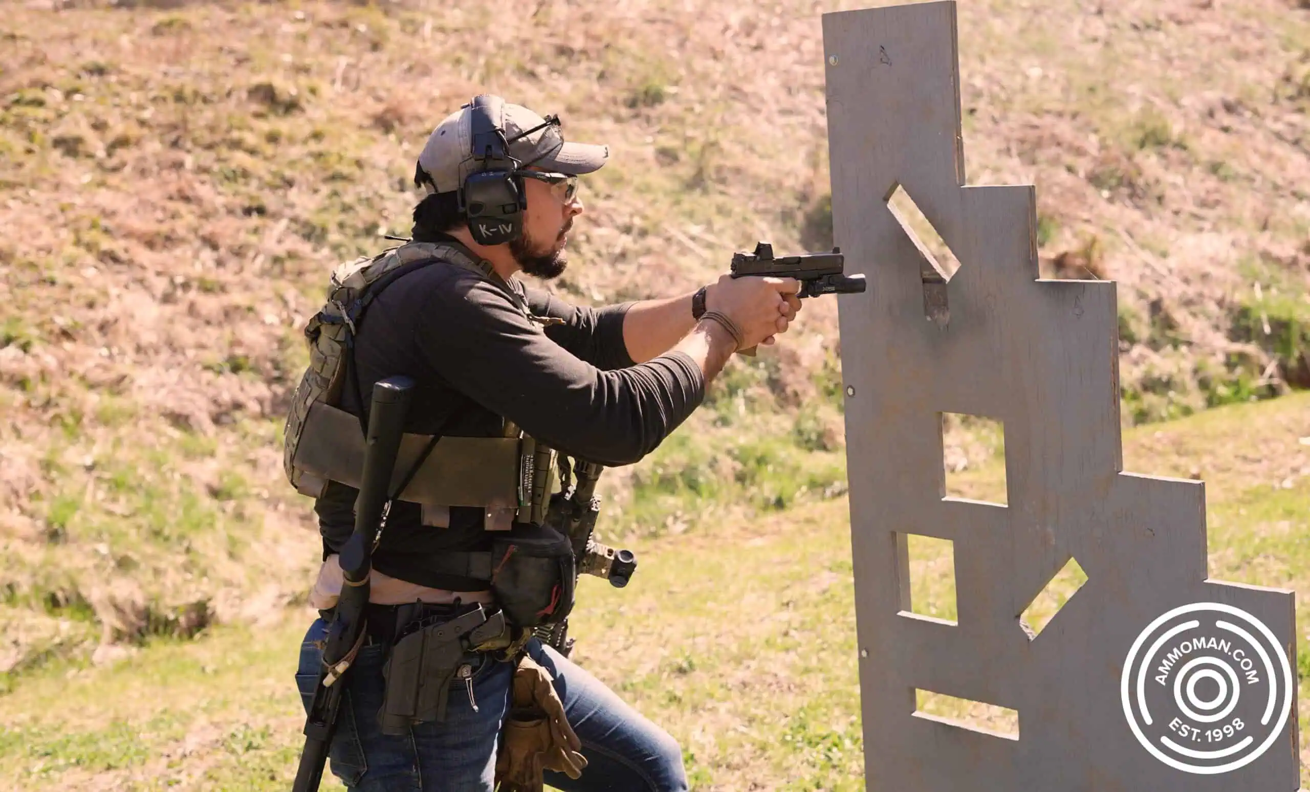 Shooting a pistol behind a barricade