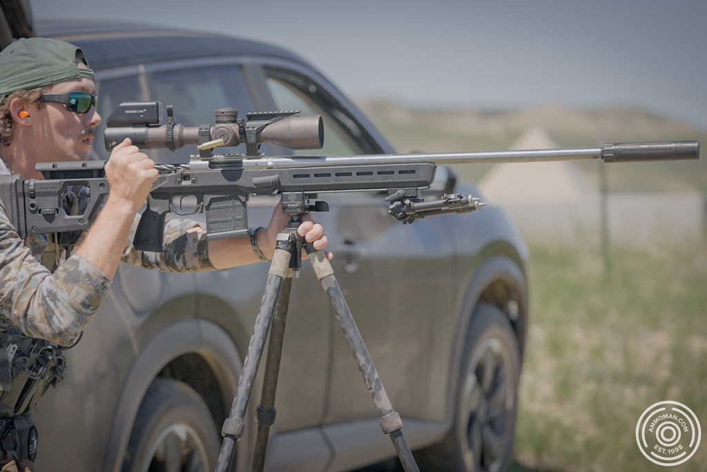 Man shooting 6.5 creedmoor at long range course in Wyoming. Shooting 6.5 creedmoor at long range course in Wyoming.