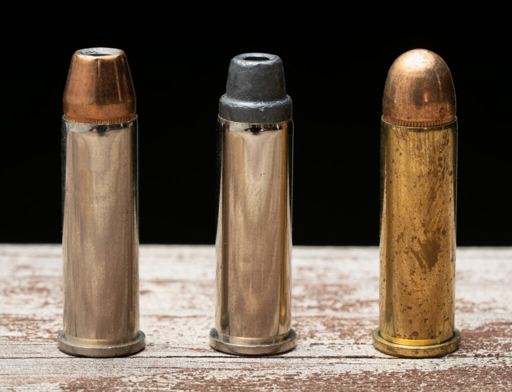 Various 38 special ammo lined up on display