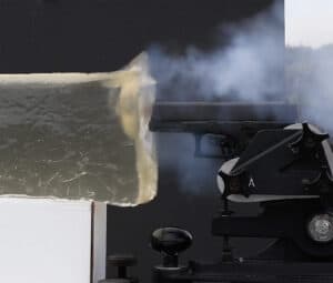 Shooting a round of blank ammo into ballistic gelatin