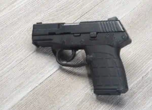 KelTec PF-9 pistol on display