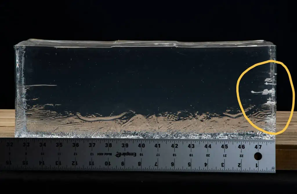 Effects of rock salt on the ballistic gelatin target show a small amount of penetration