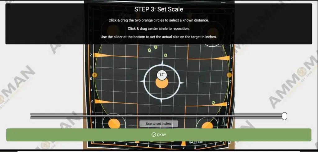 set the scale of the shot group analyzer